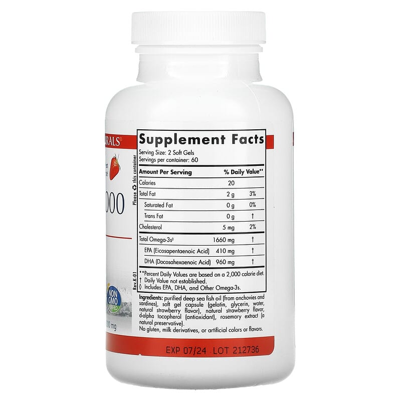 Nordic Naturals ProDHA 1000 Strawberry 1000 mg 120 Soft Gels 2 Thành phần vi chất của Nordic Naturals ProDHA 1000 Strawberry 1000 mg 120 Soft Gels 768990017469