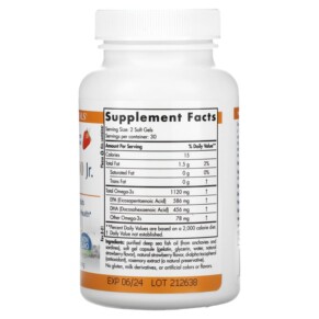 Thành phần vi chất của Nordic Naturals ProOmega 2000 Jr. Strawberry 650 mg 60 Soft Gels 768990071256