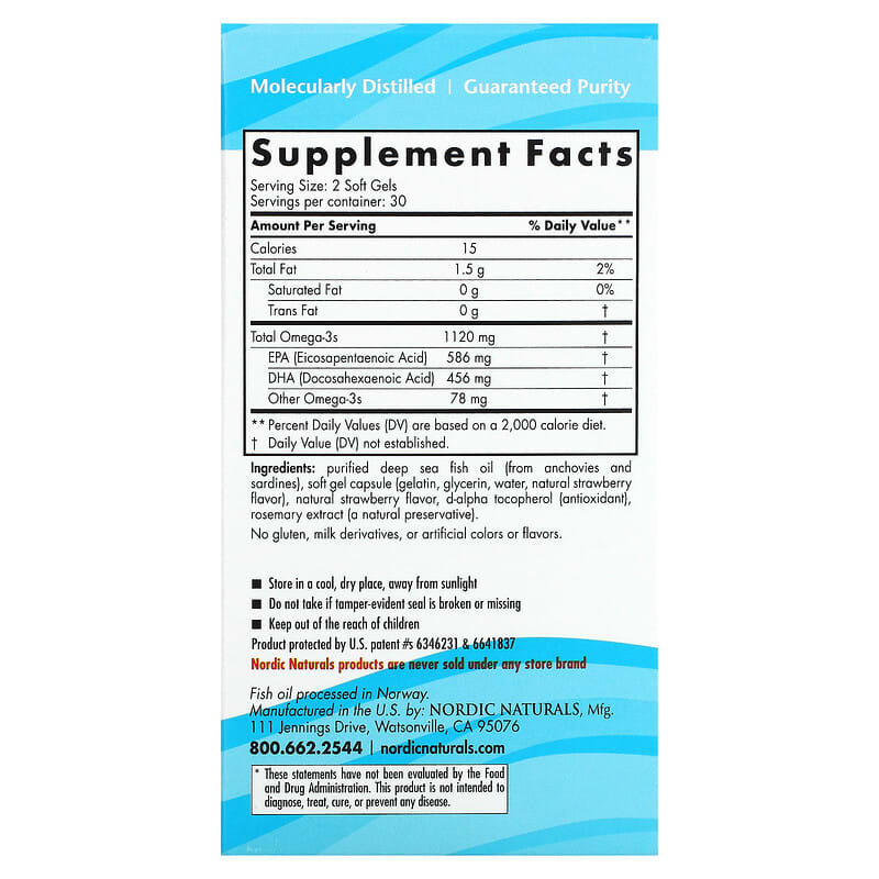Nordic Naturals Ultimate Omega 2X Teen Ages 12-18 Strawberry 60 Mini Soft Gels 2 Thành phần vi chất của Nordic Naturals Ultimate Omega 2X Teen Ages 12-18 Strawberry 60 Mini Soft Gels 768990061103