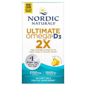 Thực phẩm chức năng Nordic Naturals Ultimate Omega 2X with Vitamin D3 Lemon 60 Softgels 768990021558