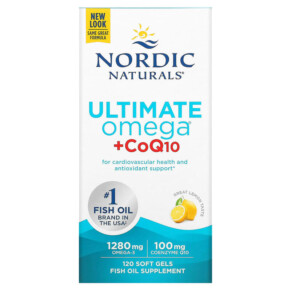 Thực phẩm chức năng Nordic Naturals Ultimate Omega + CoQ10 Lemon 640 mg 120 Soft Gels 768990018923
