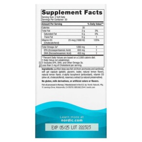 Thành phần vi chất của Nordic Naturals Ultimate Omega-D3 Lemon 640 mg 60 Soft Gels 768990017940