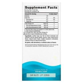 Thành phần vi chất của Nordic Naturals Ultimate Omega Lemon 640 mg 120 Soft Gels 768990027901