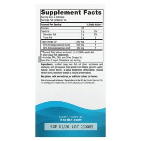 Thành phần vi chất của Nordic Naturals Ultimate Omega Lemon 640 mg 60 Soft Gels 768990017971