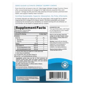 Thành phần vi chất của Nordic Naturals Ultimate Omega Tropical Fruit 600 mg 54 Gummy Chews 768990018039