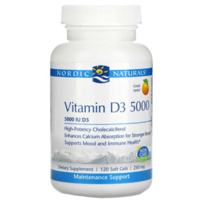 Thực phẩm chức năng Nordic Naturals Vitamin D3 5000 Orange 5.000 IU 120 Soft Gels 768990016196