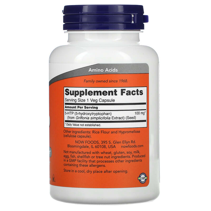 NOW Foods 5-HTP 100 mg 120 Veg Capsules 2 Thành phần vi chất của NOW Foods 5-HTP 100 mg 120 Veg Capsules 733739001061