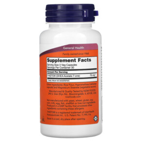 Thành phần vi chất của NOW Foods 7-KETO 25 mg 90 Veg Capsules 733739030108