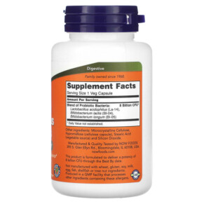 Thành phần vi chất của NOW Foods 8 Billion Acidophilus & Bifidus 120 Veg Capsules 733739029324