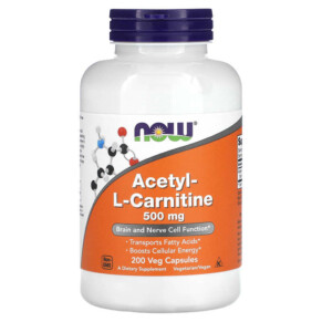 Thực phẩm chức năng NOW Foods Acetyl-L-Carnitine 500 mg 200 Veg Capsules 733739000842