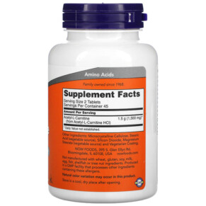 Thành phần vi chất của NOW Foods Acetyl-L Carnitine 750 mg 90 Tablets 733739000811