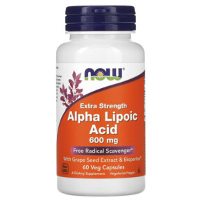 Thực phẩm chức năng NOW Foods Alpha Lipoic Acid Extra Strength 600 mg 60 Veg Capsules 733739030467