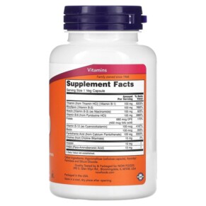 Thành phần vi chất của NOW Foods B-100 100 Veg Capsules 733739004369