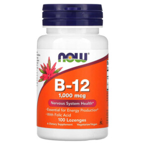 Thực phẩm chức năng NOW Foods B-12 1.000 mcg 100 Lozenges 733739004666