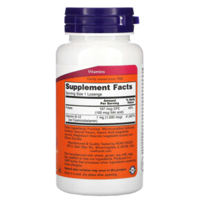 Thành phần vi chất của NOW Foods B-12 1.000 mcg 250 Lozenges 733739004680