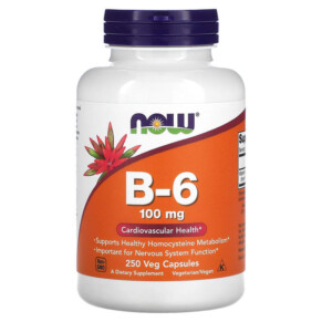 Thực phẩm chức năng NOW Foods B-6 100 mg 250 Veg Capsules 733739004581