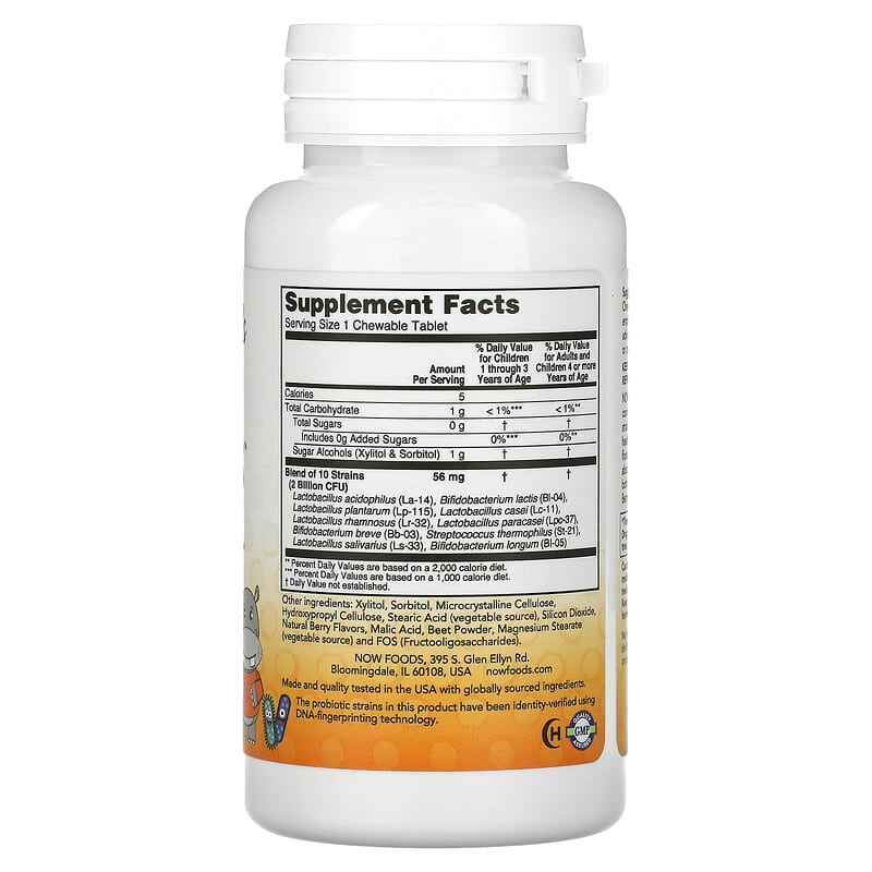 NOW Foods Berry Dophilus Kids 2 Billion 60 Chewables 2 Thành phần vi chất của NOW Foods Berry Dophilus Kids 2 Billion 60 Chewables 733739029362