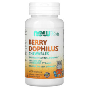 Thực phẩm chức năng NOW Foods Berry Dophilus Kids 2 Billion 60 Chewables 733739029362