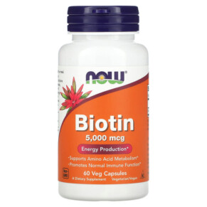 Thực phẩm chức năng NOW Foods Biotin 5.000 mcg 60 Veg Capsules 733739004710