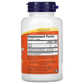 Thành phần vi chất của NOW Foods Black Cumin Seed Oil 1.000 mg 60 Softgels 733739017116