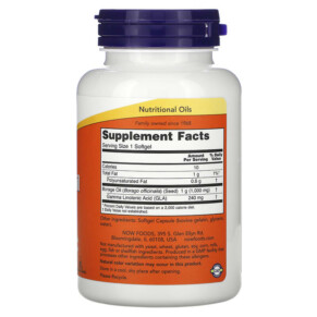 Thành phần vi chất của NOW Foods Borage Oil Concentration GLA 1.000 mg 60 Softgels 733739017208