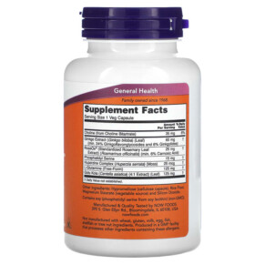 Thành phần vi chất của NOW Foods Brain Elevate 120 Veg Capsules 733739033048