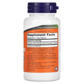 Thành phần vi chất của NOW Foods Bromelain 500 mg 60 Veg Capsules 733739029430