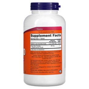 Thành phần vi chất của NOW Foods C-1000 250 Tablets 733739006820