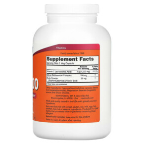 Thành phần vi chất của NOW Foods C-1000 500 Veg Capsules 733739006936
