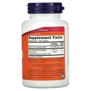 Thành phần vi chất của NOW Foods C-1000 with Bioflavonoids 100 Veg Capsules 733739006905