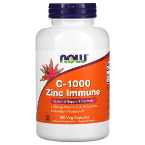Thực phẩm chức năng NOW Foods C-1000 Zinc Immune 180 Veg Capsules 733739006950