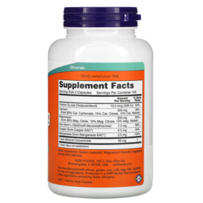 Thành phần vi chất của NOW Foods Cal-Mag Caps with Trace Minerals and Vitamin D 240 Capsules 733739012661