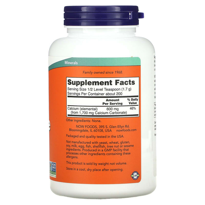 NOW Foods Calcium Carbonate Pure Powder 12 oz (340 g) 2 Thành phần vi chất của NOW Foods Calcium Carbonate Pure Powder 12 oz (340 g) 733739012456