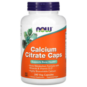 Thực phẩm chức năng NOW Foods Calcium Citrate Caps 240 Veg Capsules 733739012371