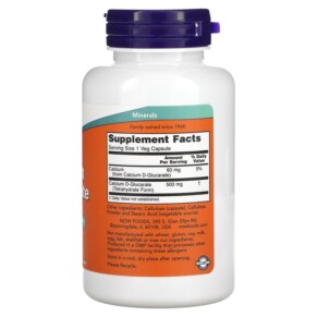 Thành phần vi chất của NOW Foods Calcium D-Glucarate 500 mg 90 Veg Capsules 733739030979