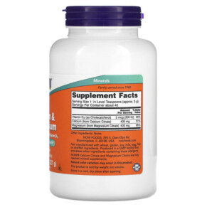 Thành phần vi chất của NOW Foods Calcium & Magnesium 8 oz (227 g) 733739012432