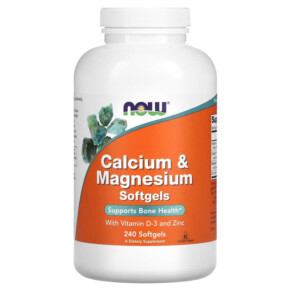Thực phẩm chức năng NOW Foods Calcium & Magnesium with Vitamin D-3 and Zinc 240 Softgels 733739012524
