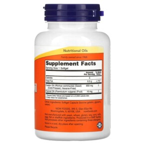 Thành phần vi chất của NOW Foods Castor Oil 650 mg 120 Softgels 733739017239