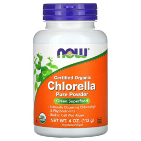 Thực phẩm chức năng NOW Foods Certified Organic Chlorella Pure Powder 4 oz (113 g) 733739026361