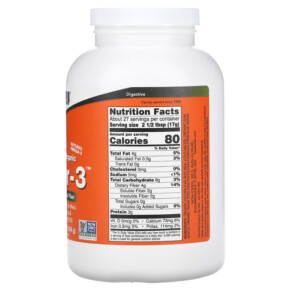 Thành phần vi chất của NOW Foods Certified Organic Fiber-3 Powder 16 oz (454 g) 733739059932