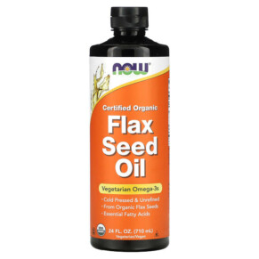 Thực phẩm chức năng NOW Foods Certified Organic Flax Seed Oil 24 fl oz (710 ml) 733739017611