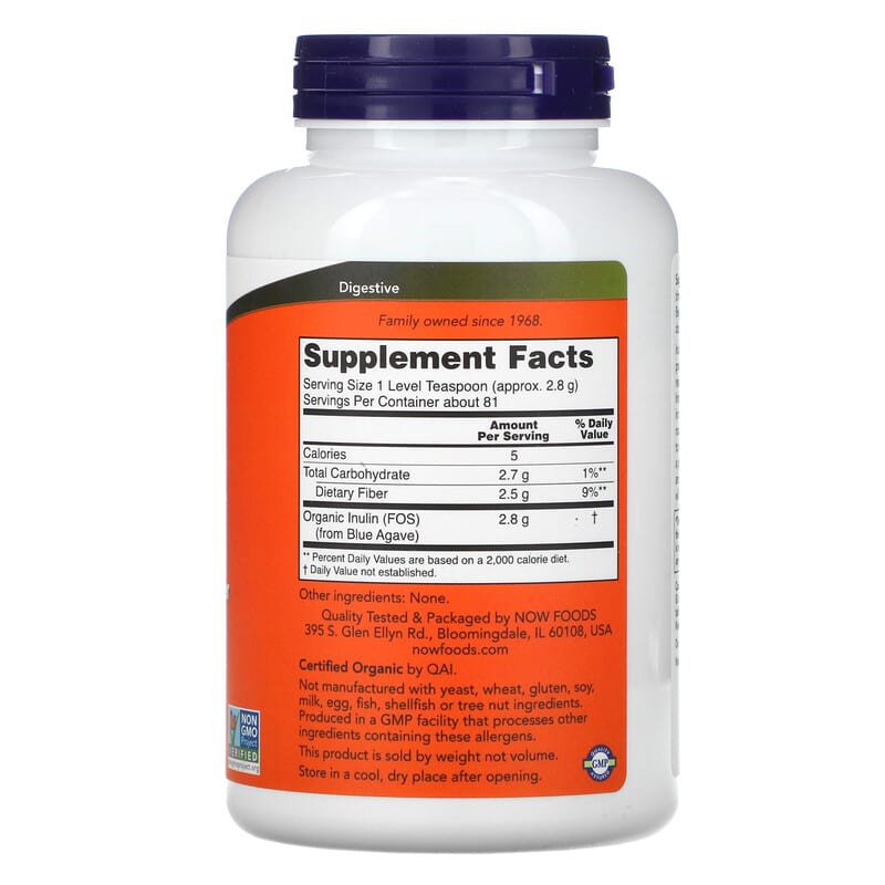 NOW Foods Certified Organic Inulin Prebiotic Pure Powder 8 oz (227 g) 2 Thành phần vi chất của NOW Foods Certified Organic Inulin Prebiotic Pure Powder 8 oz (227 g) 733739029447