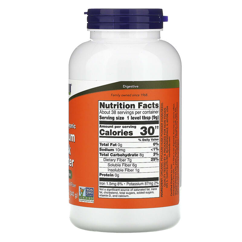 NOW Foods Certified Organic Psyllium Husk Powder 12 oz (340 g) 2 Thành phần vi chất của NOW Foods Certified Organic Psyllium Husk Powder 12 oz (340 g) 733739059666