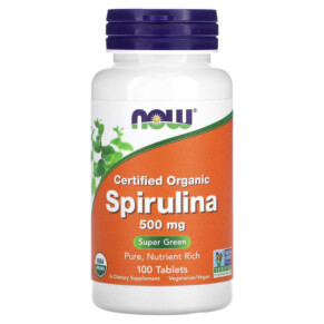 Thực phẩm chức năng NOW Foods Certified Organic Spirulina 500 mg 100 Tablets 733739026965