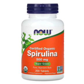 Thực phẩm chức năng NOW Foods Certified Organic Spirulina 500 mg 200 Tablets 733739026989