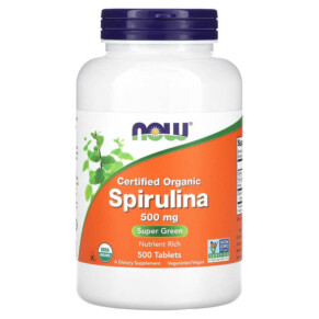 Thực phẩm chức năng NOW Foods Certified Organic Spirulina 500 mg 500 Tablets 733739027009