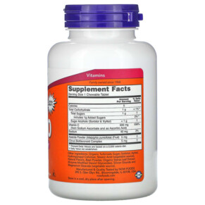Thành phần vi chất của NOW Foods Chewable C-500 Natural Cherry-Berry Flavor 100 Tablets 733739006400