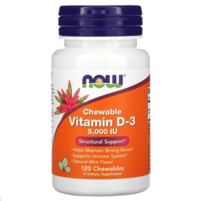 Thực phẩm chức năng NOW Foods Chewable Vitamin D-3 Natural Mint 5.000 IU 120 Chewables 733739003584