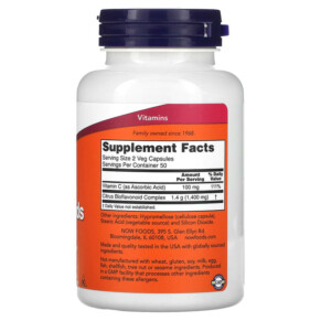 Thành phần vi chất của NOW Foods Citrus Bioflavonoids 100 Veg Capsules 733739006103