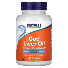 Thực phẩm chức năng NOW Foods Cod Liver Oil Extra Strength 1.000 mg 90 Softgels 733739017437